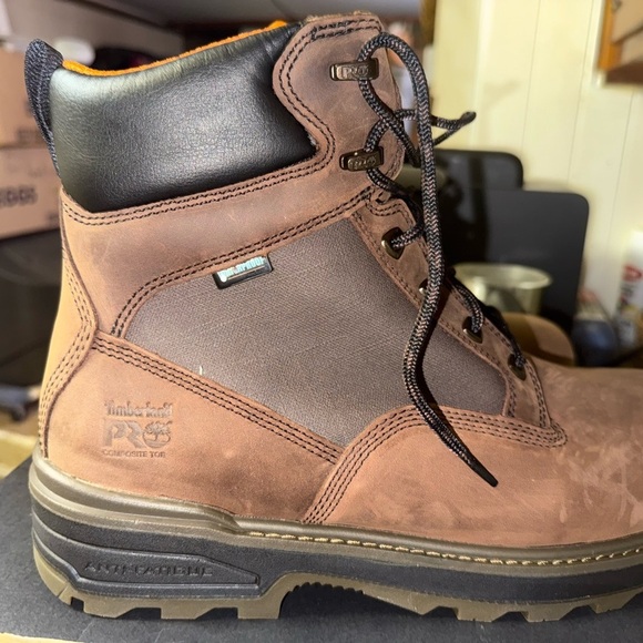 Timberland PRO Men’s Steel Toe Work Boots Brown Leather Size 12 Waterproof - Picture 6 of 9